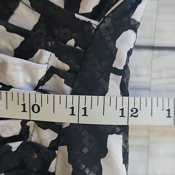 Joseph Ribkoff black and white geo print faux wrap midi dress Women's Size 4 - Picture 10 of 11